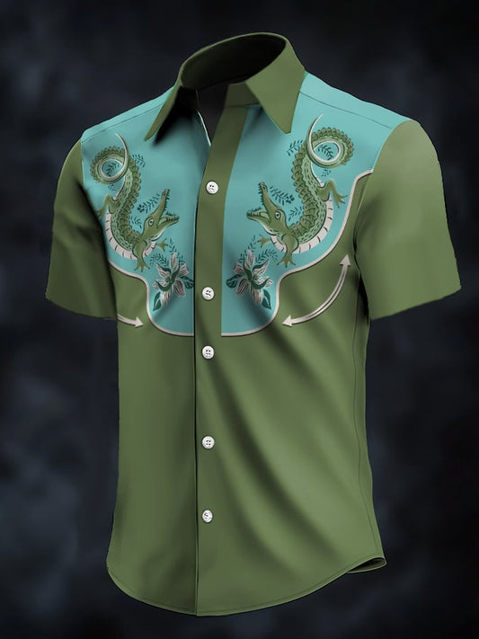 ⚡⚡Buy 2 Get 10% Off⚡⚡Men's Retro Western Contrast Print Short Sleeve Casual Shirt