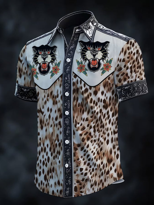 ⚡⚡Buy 2 Get 10% Off⚡⚡Men's Retro Western Print Short Sleeve Shirt