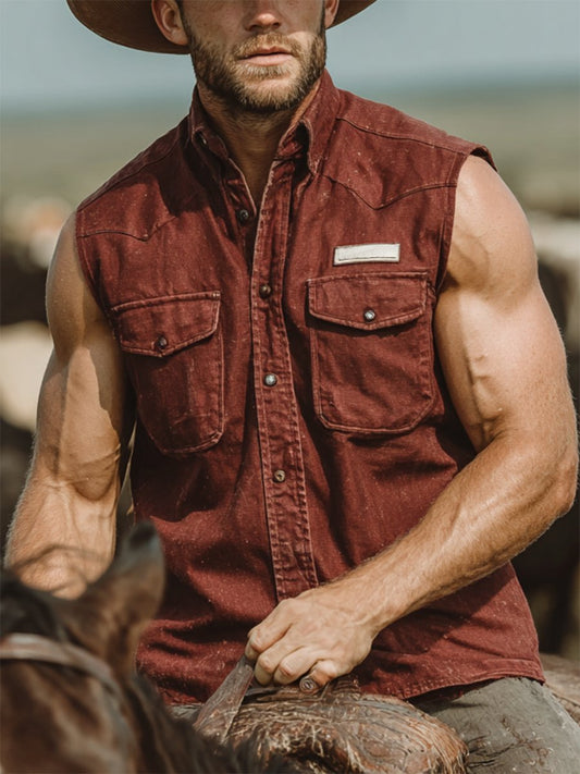 Men's Western Sleeveless Shirt