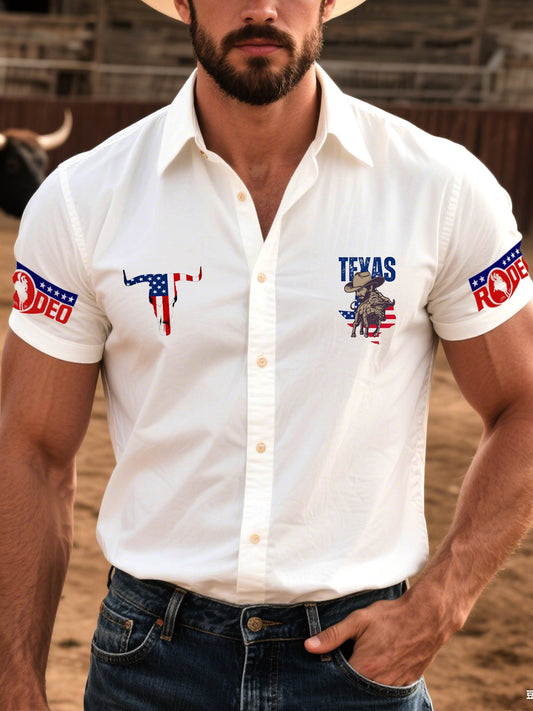 Men's Western Casual Denim Short Sleeve Shirt
