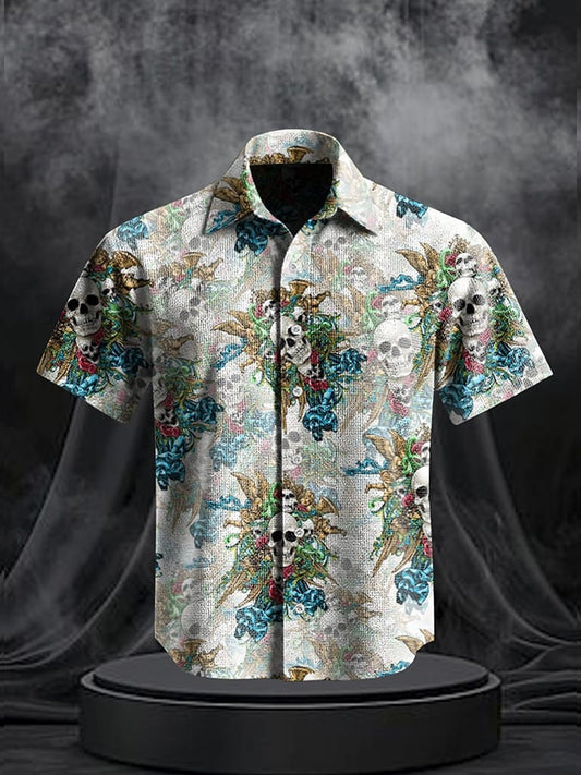 Men's Vintage Skull Print Shirt