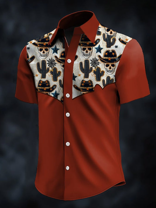 ⚡⚡Buy 2 Get 10% Off⚡⚡Men's Retro Western Contrast Print Short Sleeve Casual Shirt
