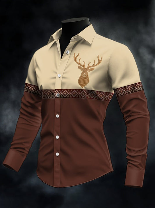 Men's Casual Western Style Contrast Color Shirt