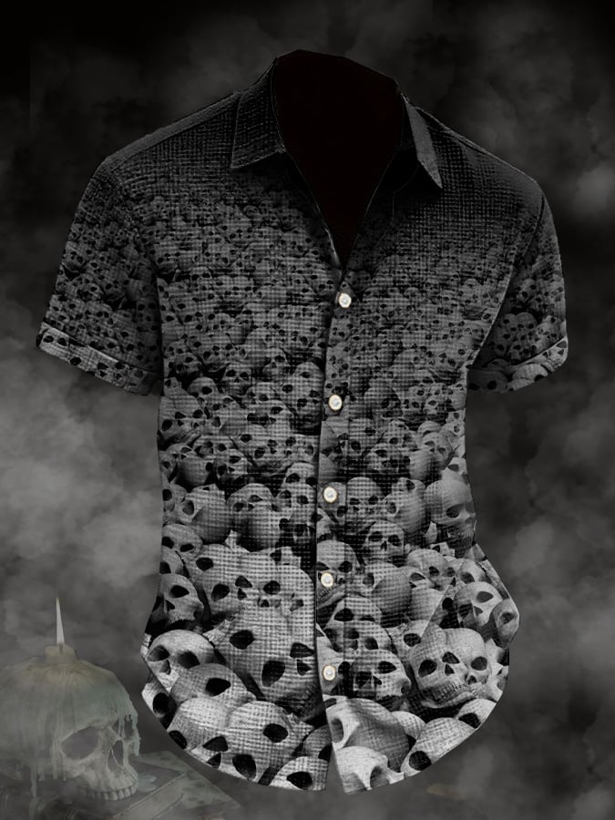 Men's Vintage Skull Print Shirt