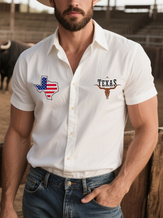 Men's Western Casual Denim Short Sleeve Shirt