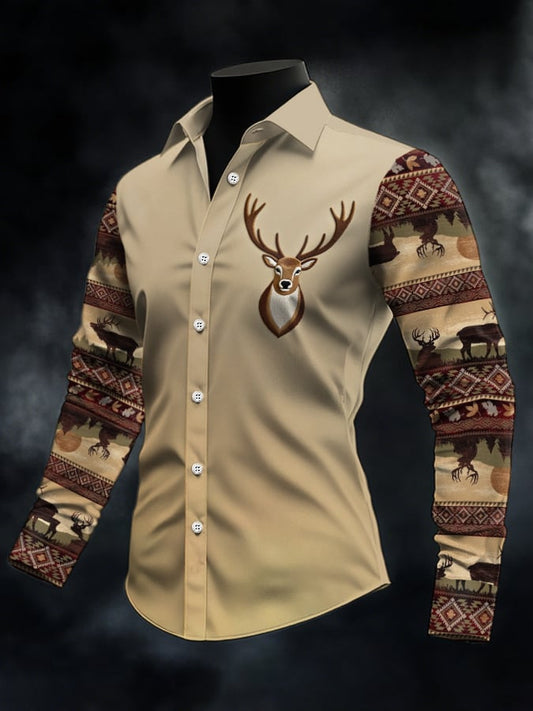 Men's Casual Western Style Contrast Color Shirt