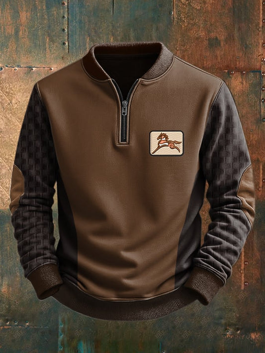 Men's Western Retro Horse Pattern Printed Comfortable Long Sleeve Sweatshirt