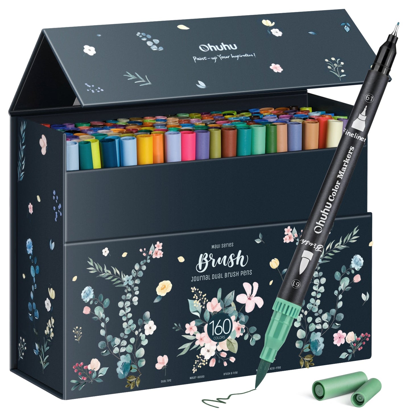 Ohuhu Maui 160 Colors Dual Tips Water Based Art Markers, Brush & Fineliner