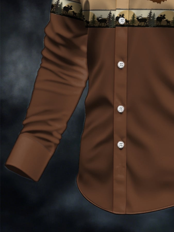 Men's Casual Western Style Contrast Color Shirt