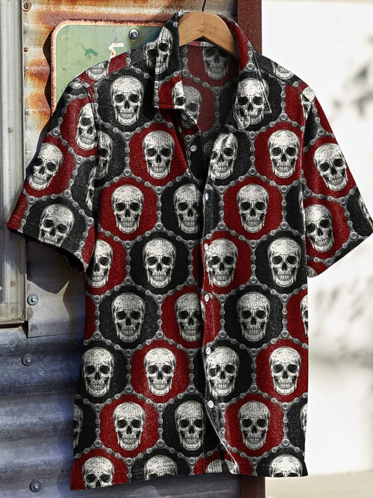 Men's Vintage Western Skull Print Waffle Shirt