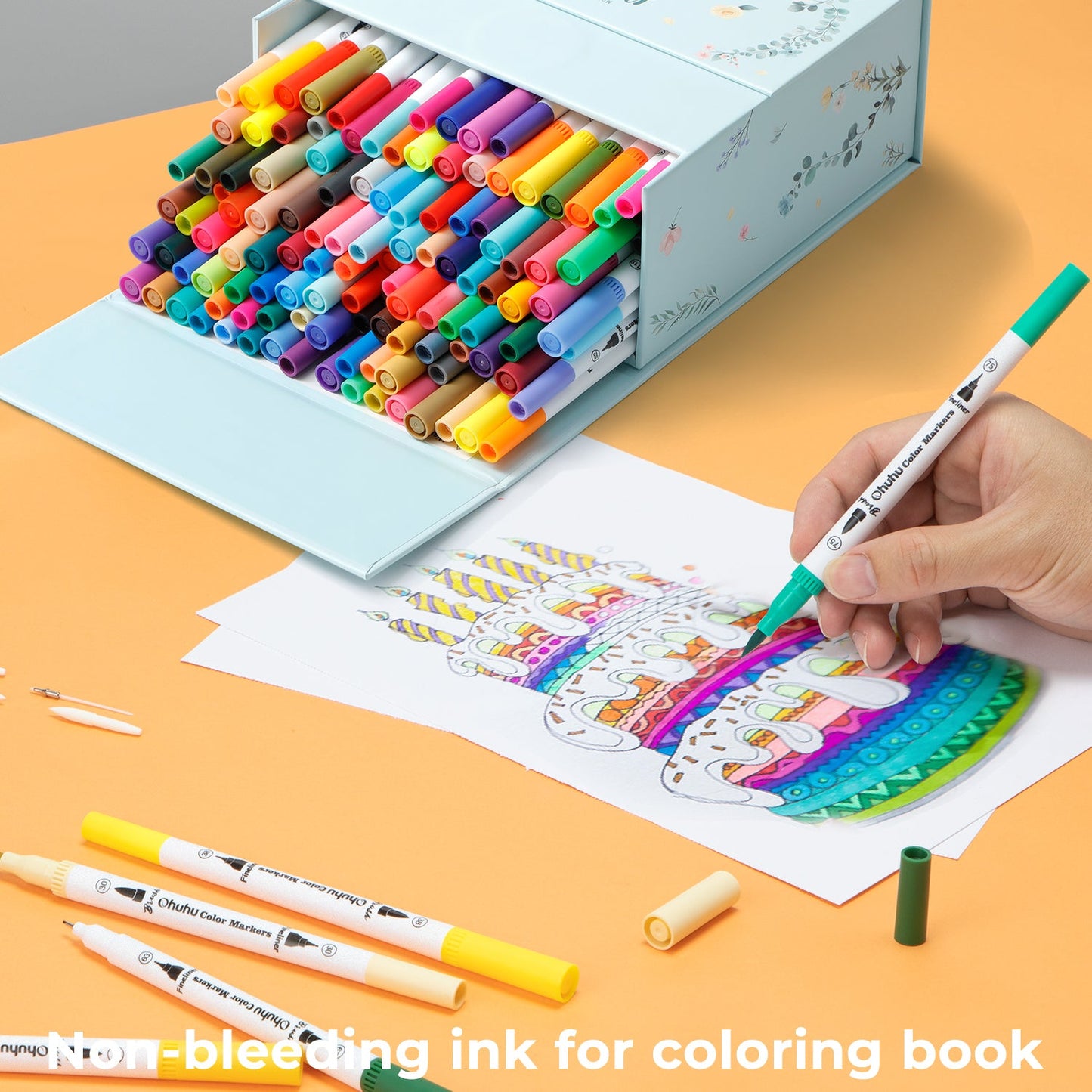 Ohuhu Maui 120 Colors Dual Tips Water Based Art Markers, Brush & Fineliner