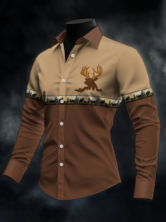 Men's Casual Western Style Contrast Color Shirt