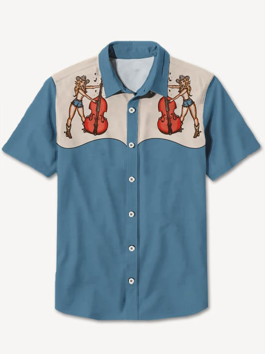 Men's Vintage Western Short Sleeve Shirt