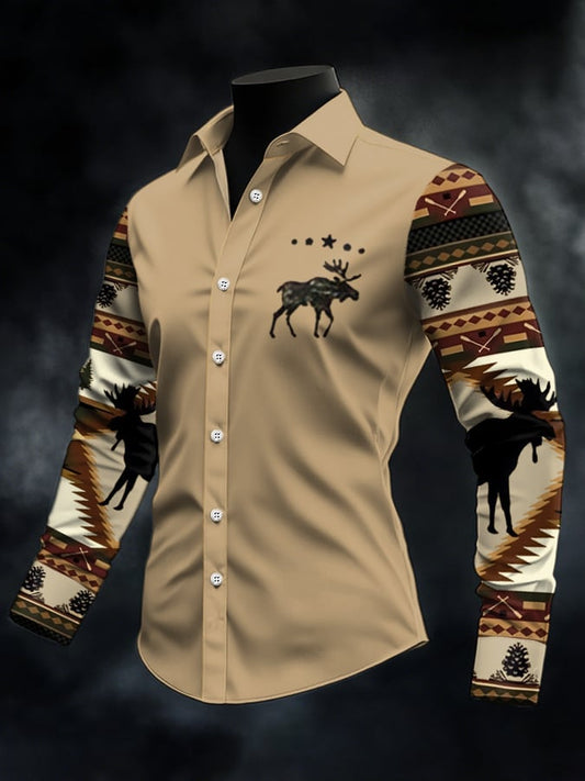 Men's Casual Western Style Contrast Color Shirt
