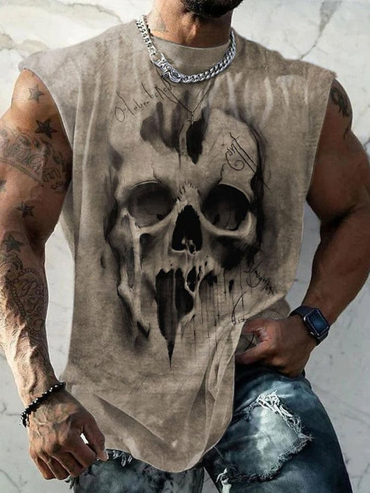 Men's Dark Style Skull Print Casual Vest