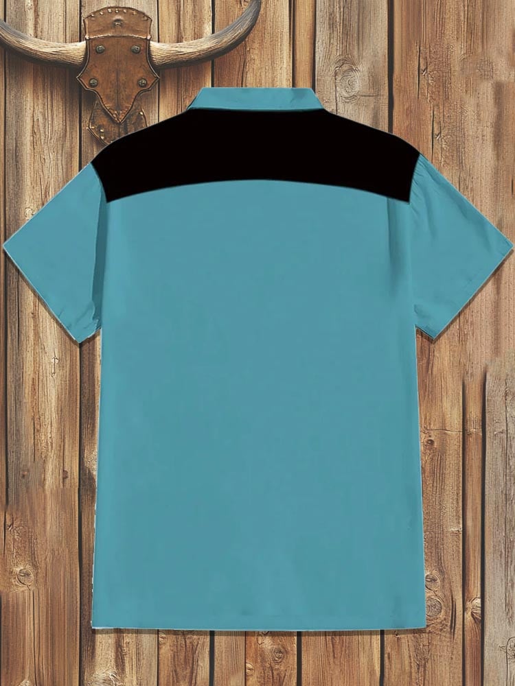 Men's cotton and linen western short-sleeved shirt