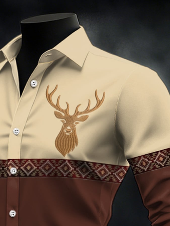 Men's Casual Western Style Contrast Color Shirt