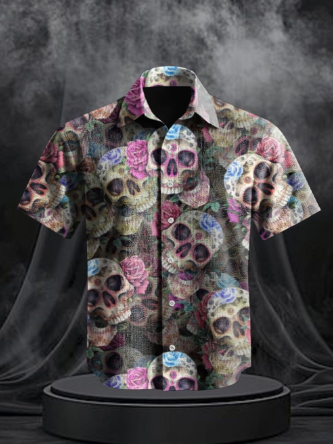 Men's Vintage Skull Print Shirt