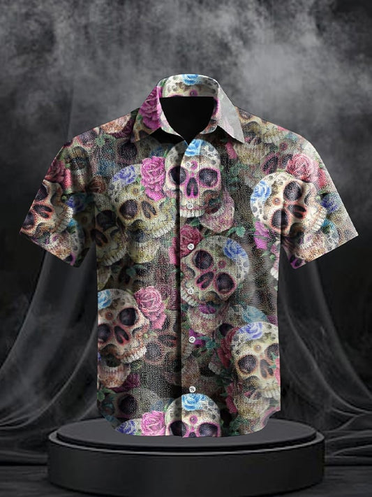 Men's Vintage Skull Print Shirt