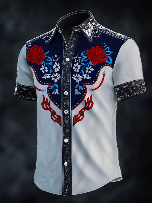 ⚡⚡Buy 2 Get 10% Off⚡⚡Men's Retro Western Print Short Sleeve Shirt