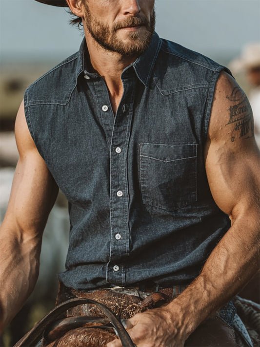Men's Western Sleeveless Shirt