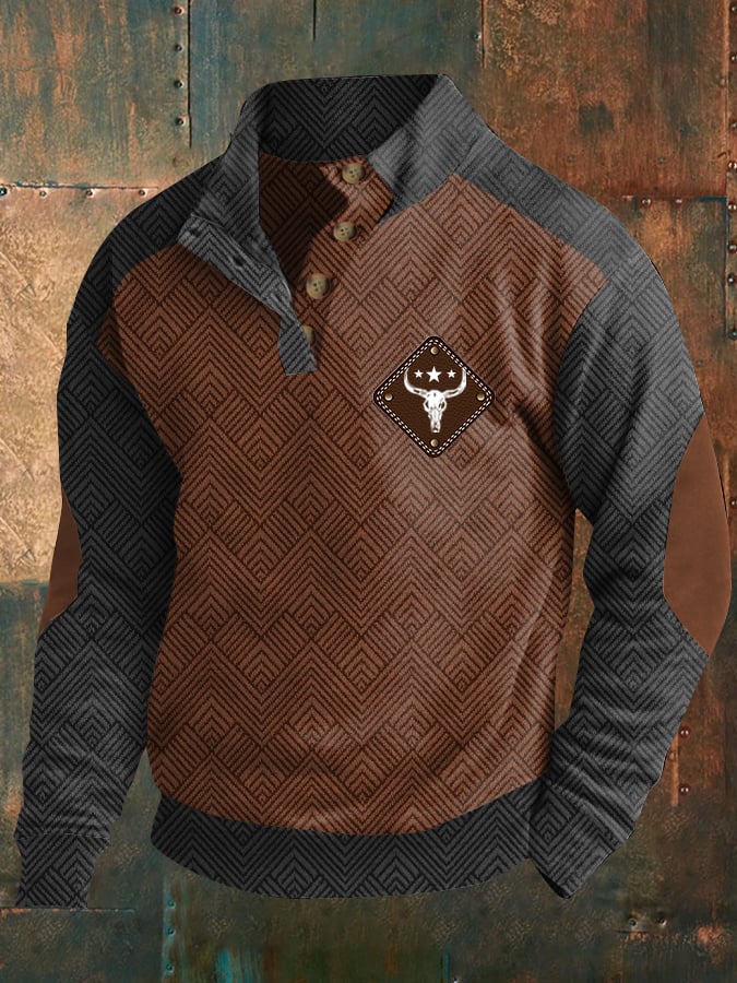 Men's Western-style printed sweatshirt