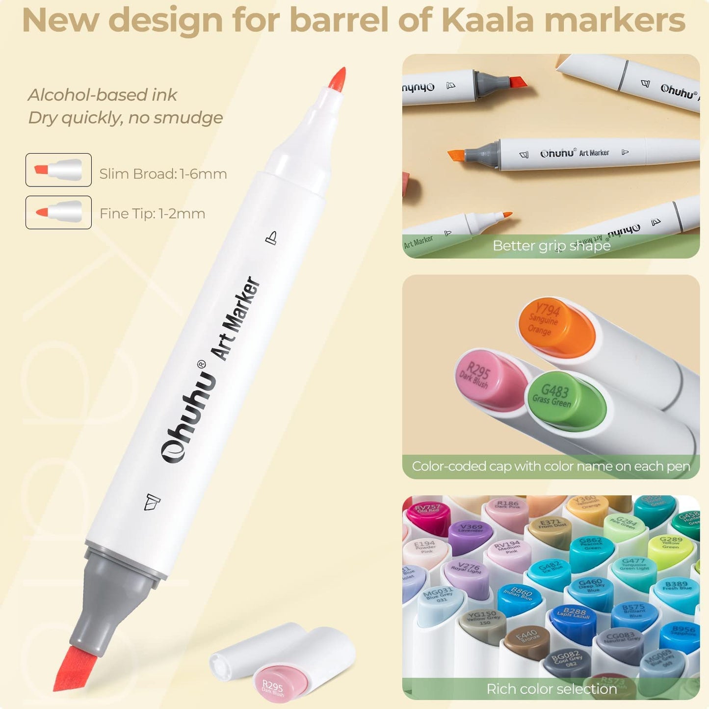 Ohuhu Kaala Dual Tips Alcohol Art Markers- 60 Colors Illustrations