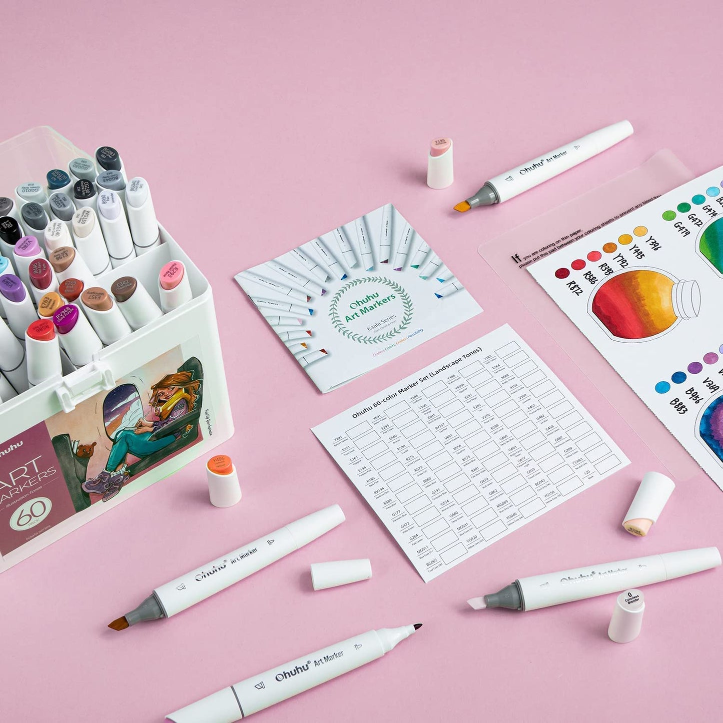 Ohuhu Kaala Dual Tips Alcohol Art Markers- 60 Colors Illustrations