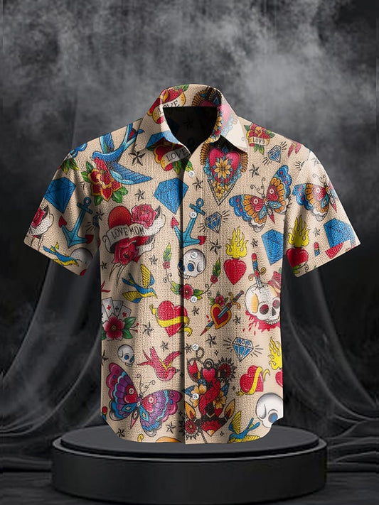 Men's Vintage Skull Print Shirt