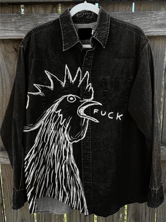 Men's Fuck Chicken Cowboy Western Vintage Shirt
