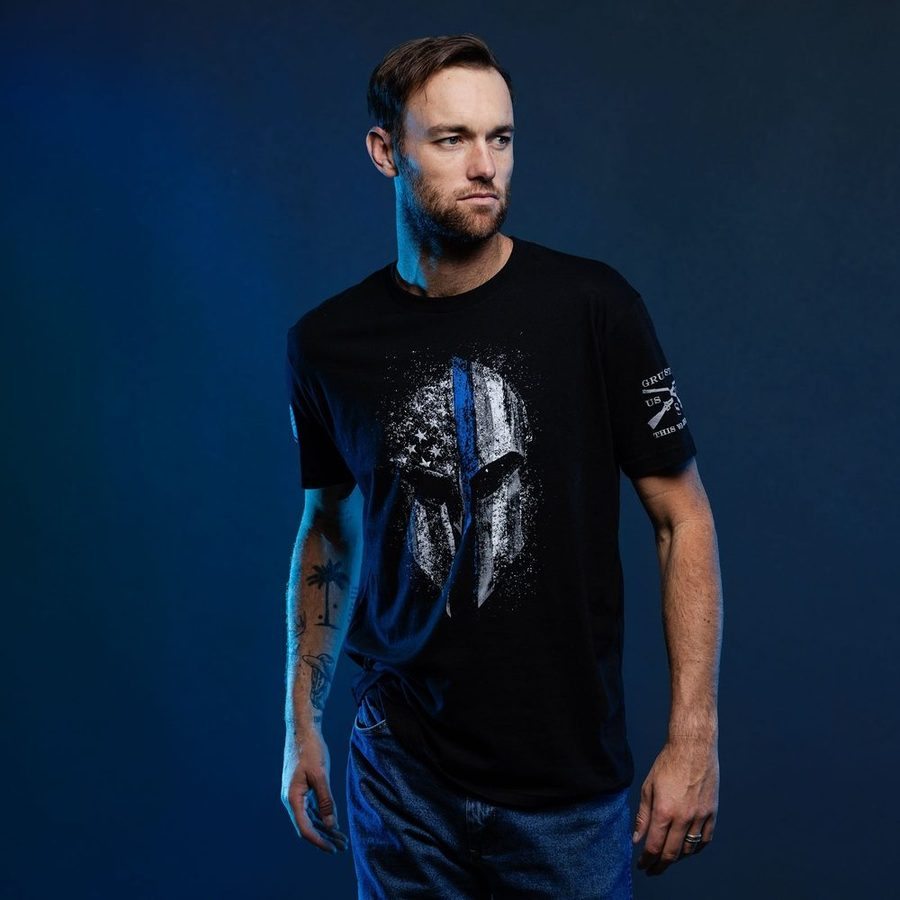 Blue Line Spartan T-Shirt - Black