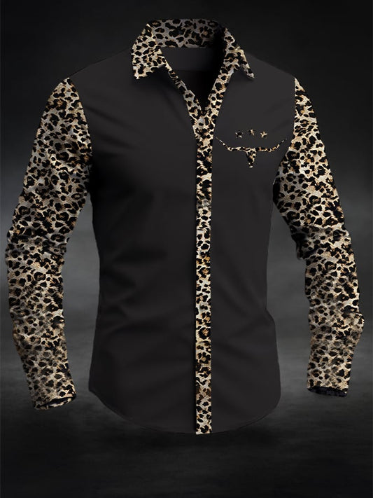 ⚡⚡Buy 2 Get 10% Off⚡⚡Men's Retro Western Contrast Print Long Sleeve Casual Shirt