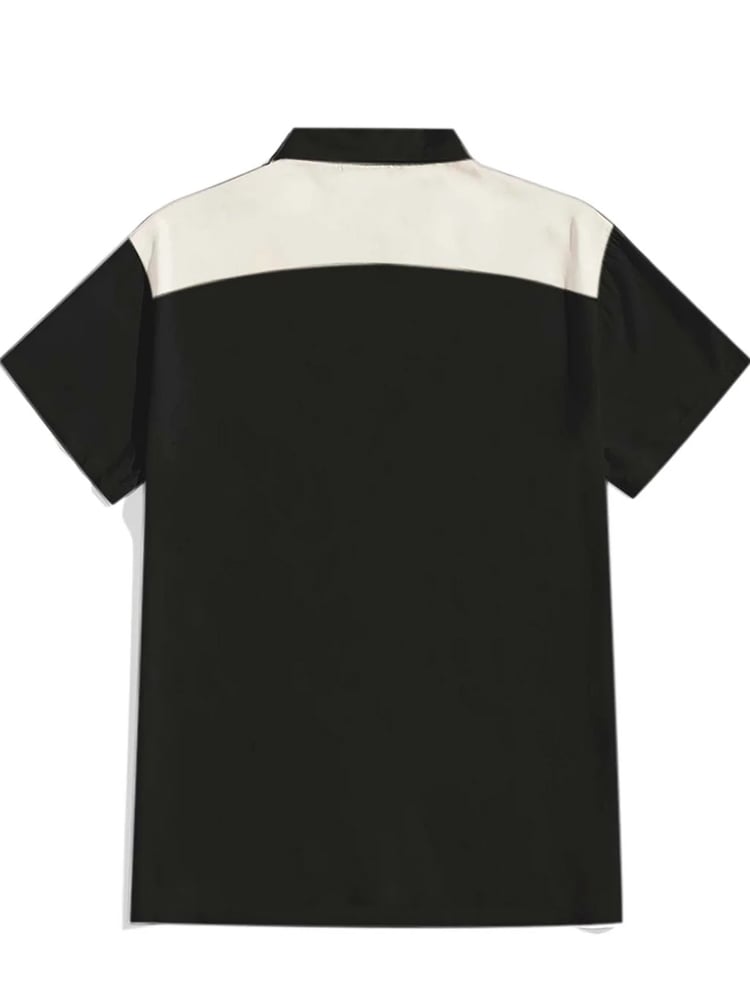 Men's cotton and linen bat western short-sleeved shirt