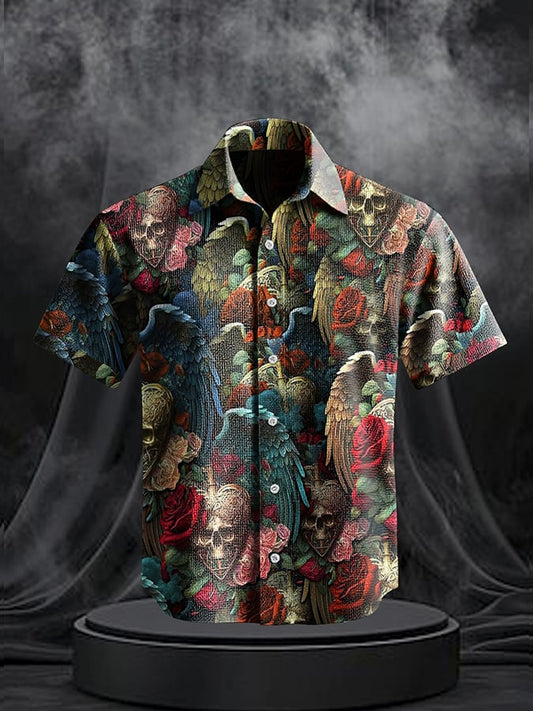 Men's Vintage Skull Print Shirt
