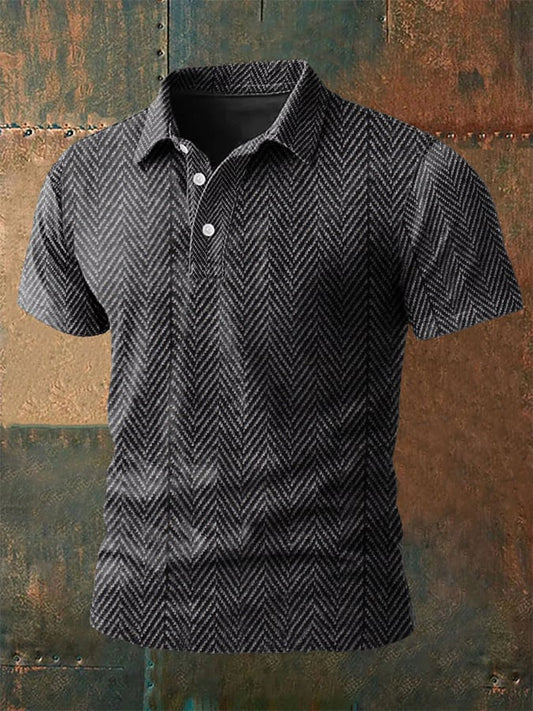 Men's Western-Style Printed Casual Polo Shirt