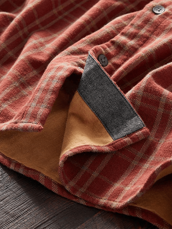 Men's Vintage Western Check Long Sleeve Shirt