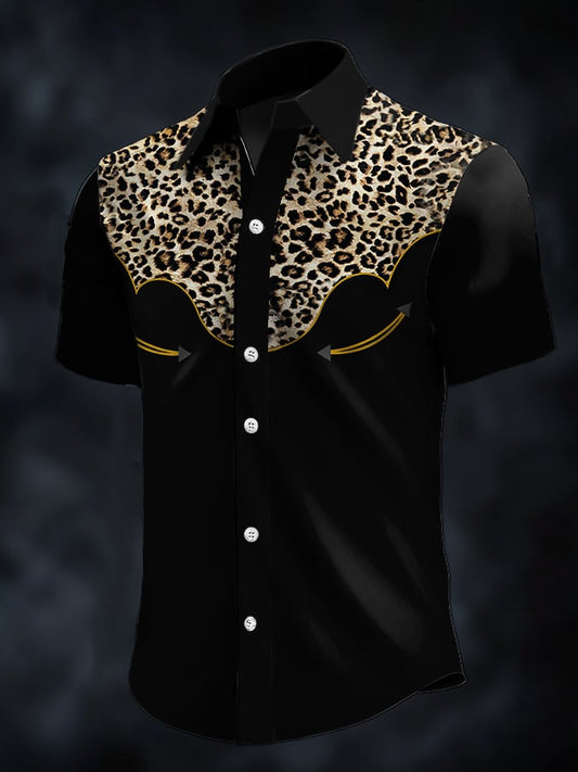 ⚡⚡Buy 2 Get 10% Off⚡⚡Men's Retro Western Contrast Print Short Sleeve Casual Shirt