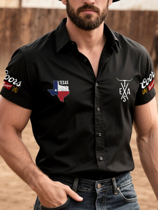 Men's Western Casual Denim Short Sleeve Shirt