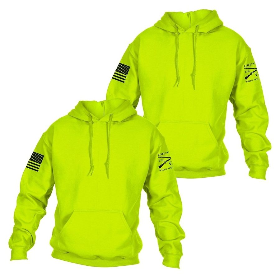 Basic Hoodie Safety Green 2 Pack