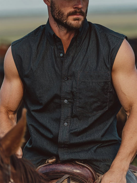 Men's Western Sleeveless Shirt