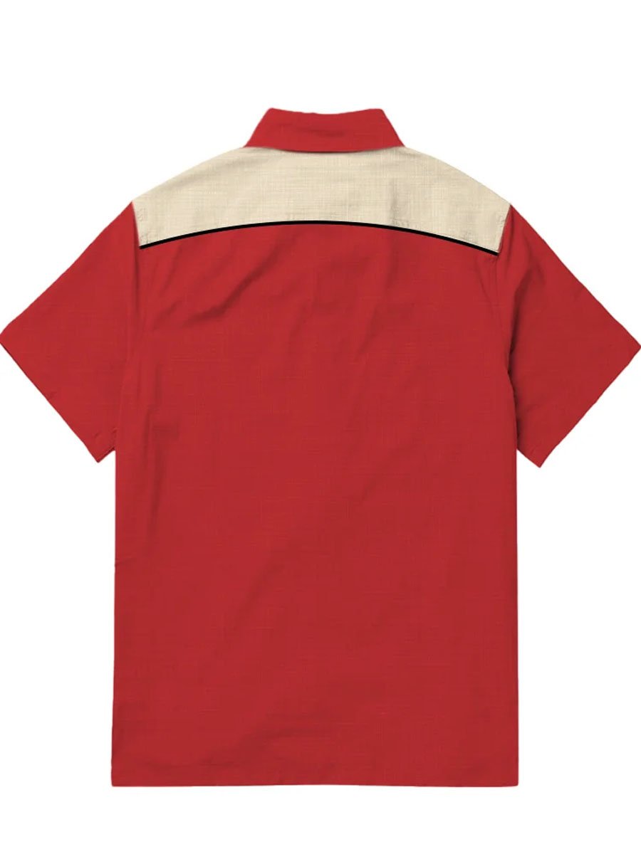 Men's Cotton and Linen Skull Western Short Sleeve Shirt