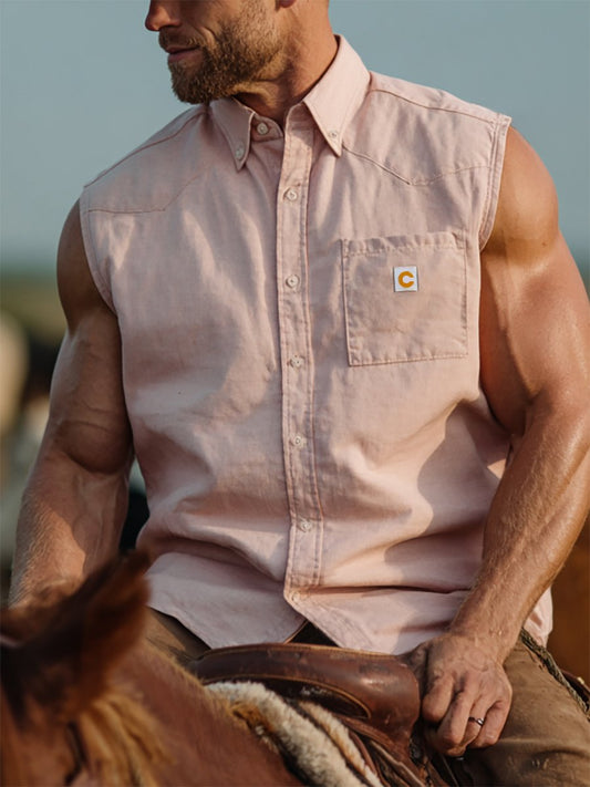 Men's Western Sleeveless Shirt