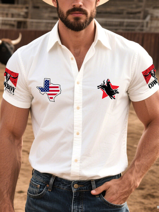 Men's Western Casual Denim Short Sleeve Shirt