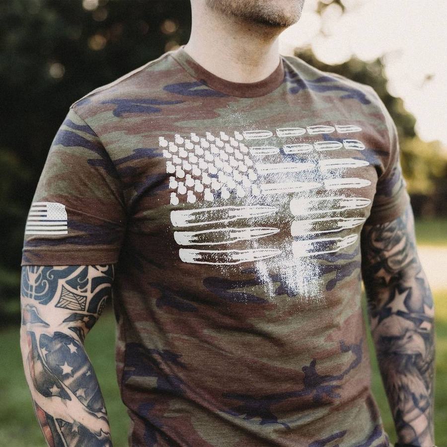 Men's Ammo Flag T-Shirt - Woodland Camo