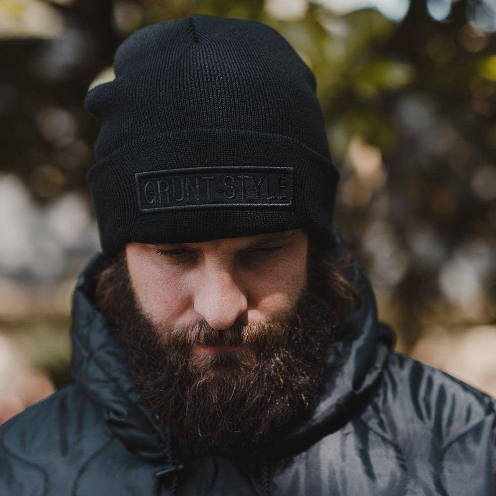 Name Tape Black Cuffed Beanie