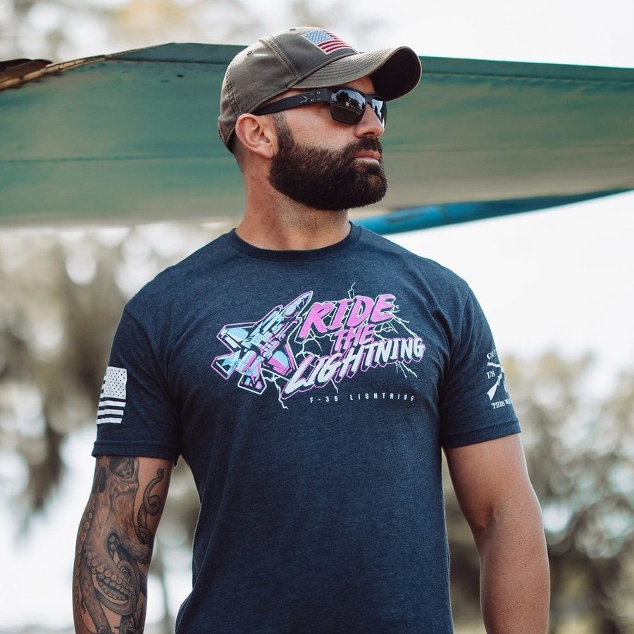 USAF - Ride The Lightning T-Shirt - Midnight Navy