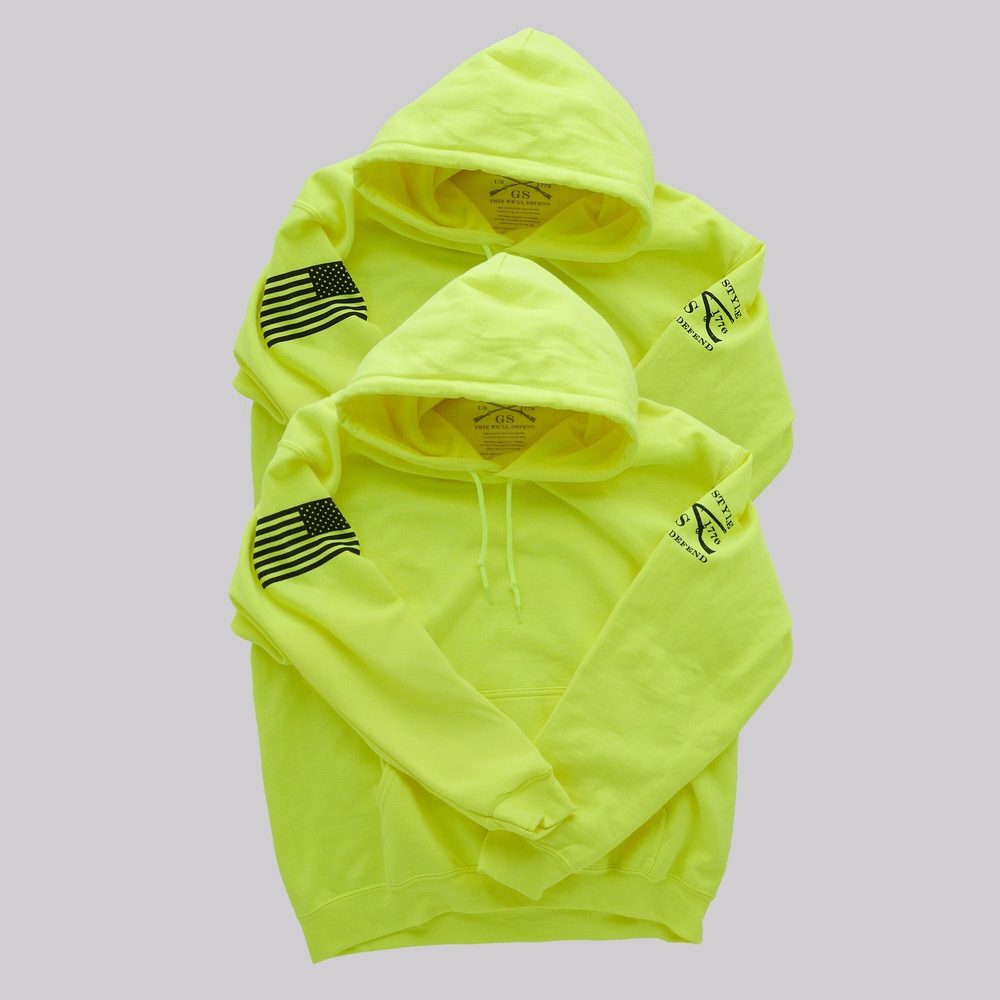 Basic Hoodie Safety Green 2 Pack