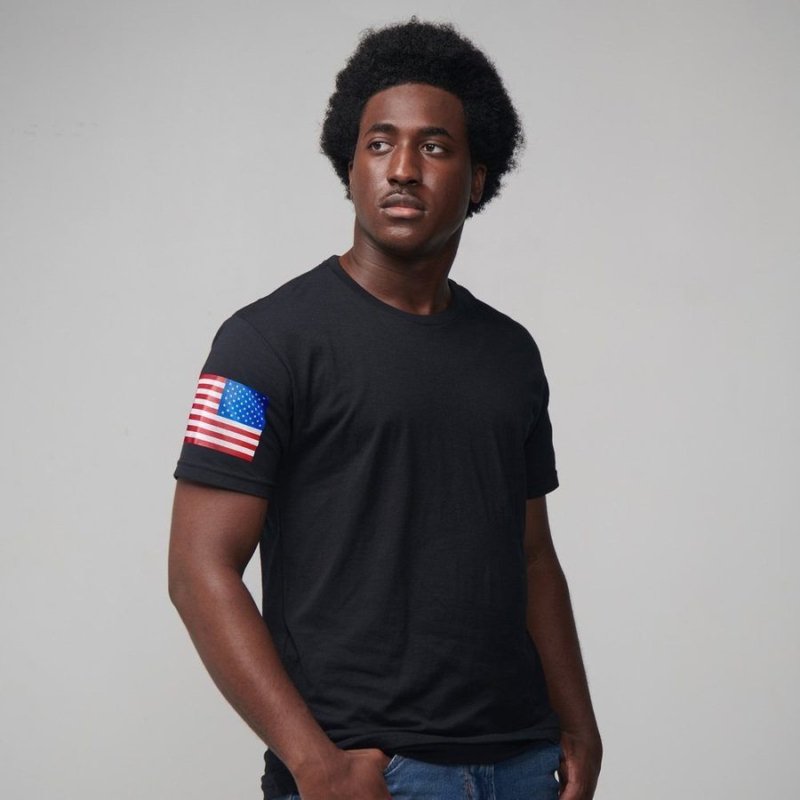 USA Flag Basic T-Shirts - Black - 5 Pack