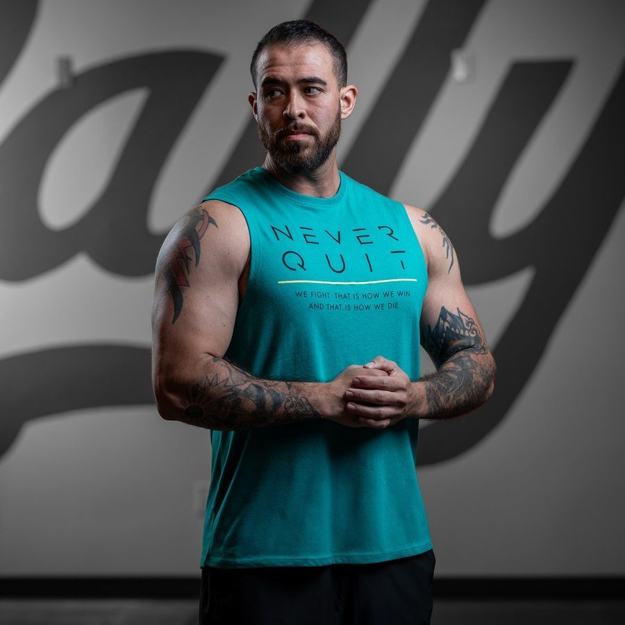 Never Quit Muscle Tank - Heather Aqua