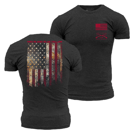 Red Blood Blue Collar® T-Shirt - Charcoal